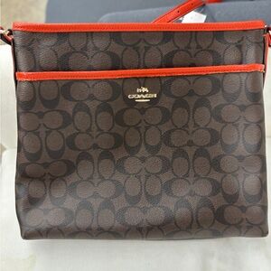 Coach Signature Brown and Red Crossbody Bag